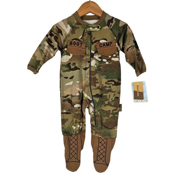 TINY TROOPER BABY MULTICAM CAMOUFLAGE CRAWLER WITH BOOTS - SIZE 3/6 - Picture 1 of 9